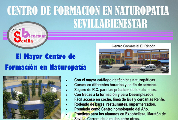 Centro de formación en Naturopatía: Quiromasaje, Osteopatía,  Reflexología, Hipnosis, Reiki, Flores de Bach, Herbodietética, Acupuntura, Meditación, Auriculopuntura, Balneoterapia, Kinesiotape, Drenaje Linfático, Lifting Facial Japonés, Feng Shui, Ayurveda, Tantra, Kinesiología, y mas de 60 especialidades y cursos distintos, homologados
por UNESBI y siendo centro de formación regional de la federación española de Reiki. También se imparten sesiones de las distintas especialidades a clientes.